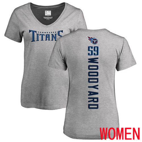Tennessee Titans Ash Women Wesley Woodyard Backer NFL Football #59 T Shirt